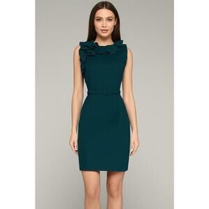 Elie Tahari Women's Sleeveless Sheath Dress Blue Belted‎ Knee Length Size 2